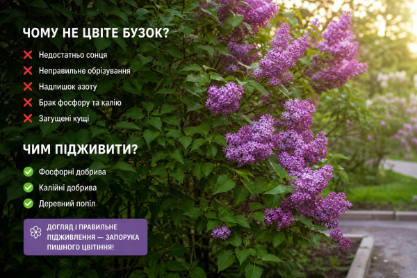 Чому бузок не квітне: причини, дії та практичні поради