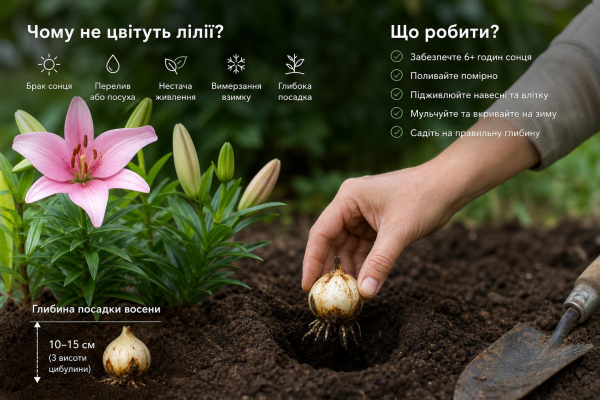 Причини, за якими лілії можуть не цвісти, та поради садівника